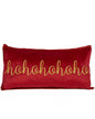 Ho Ho Ho Embroidered Pillow   Red/Gold   13x24