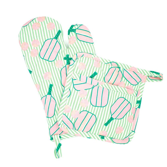 Pickleball Stripe Oven Mitt Set