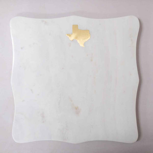 Texas Marble Serving Board   White/Brass   12x12