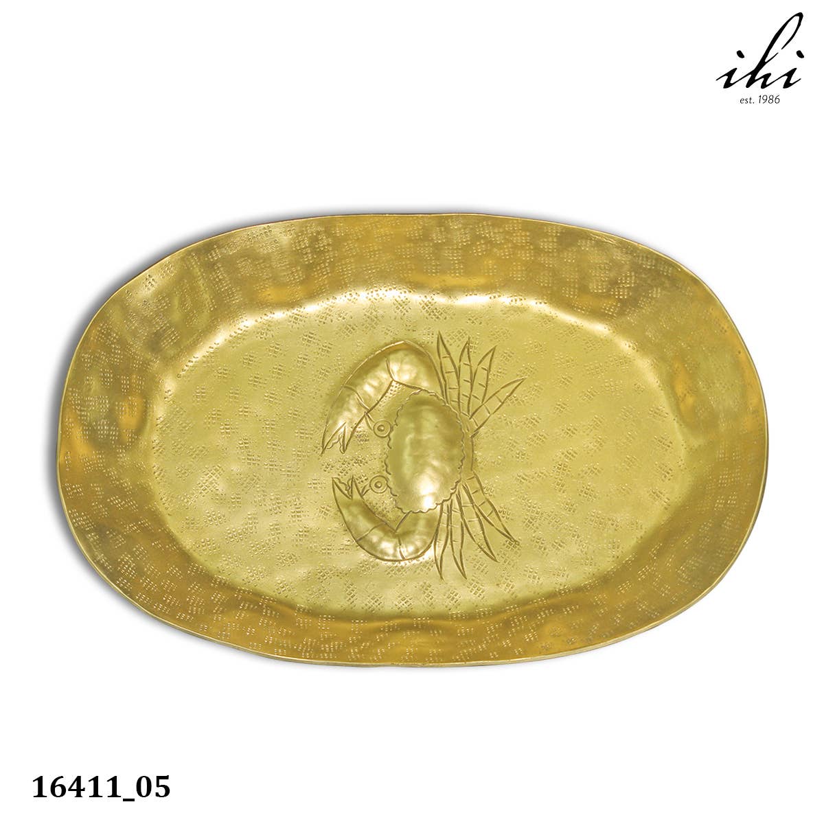 Golden Oval Crab Etch Tray 15 inch