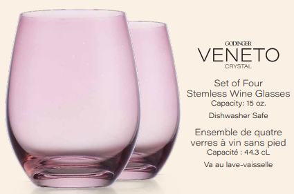 Set of Four Veneto Stemless Wine Glasses - Ballet