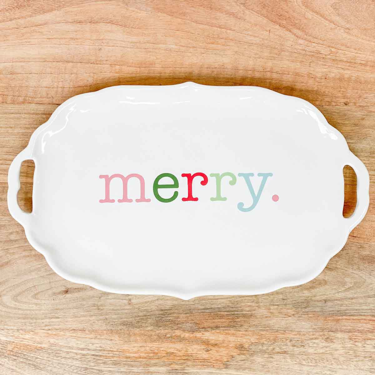 Merry Platter   White/Multi   16.5x10
