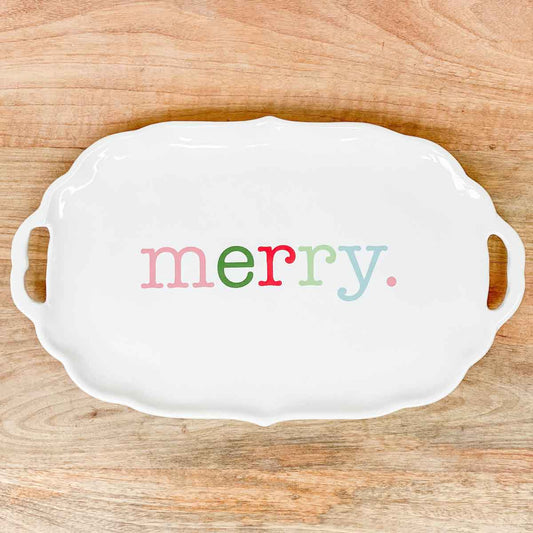 Merry Platter   White/Multi   16.5x10