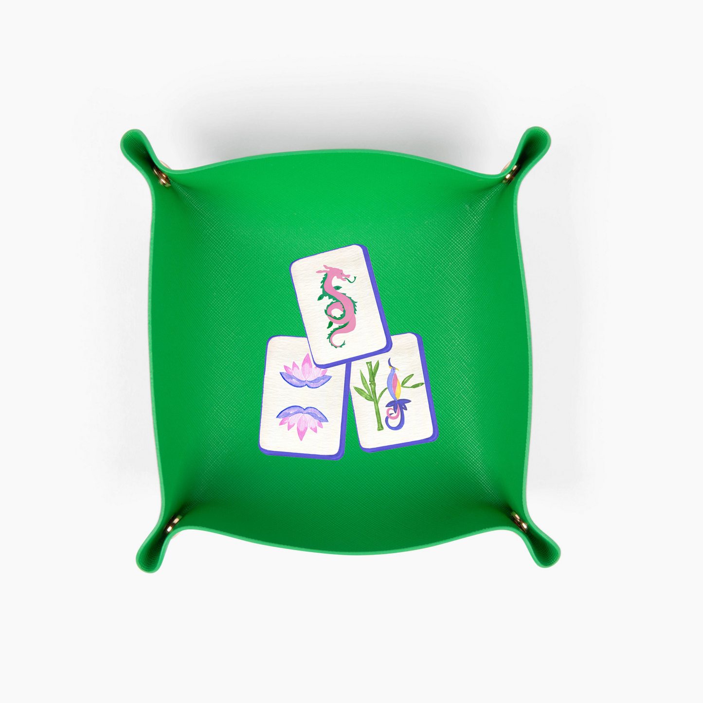 Mahjong tile gift Trinket Gift tray mahjong catchall green