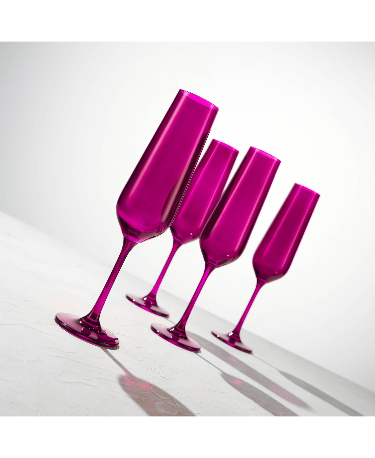 Set of Four Colored Champagne Flutes -Amethyst