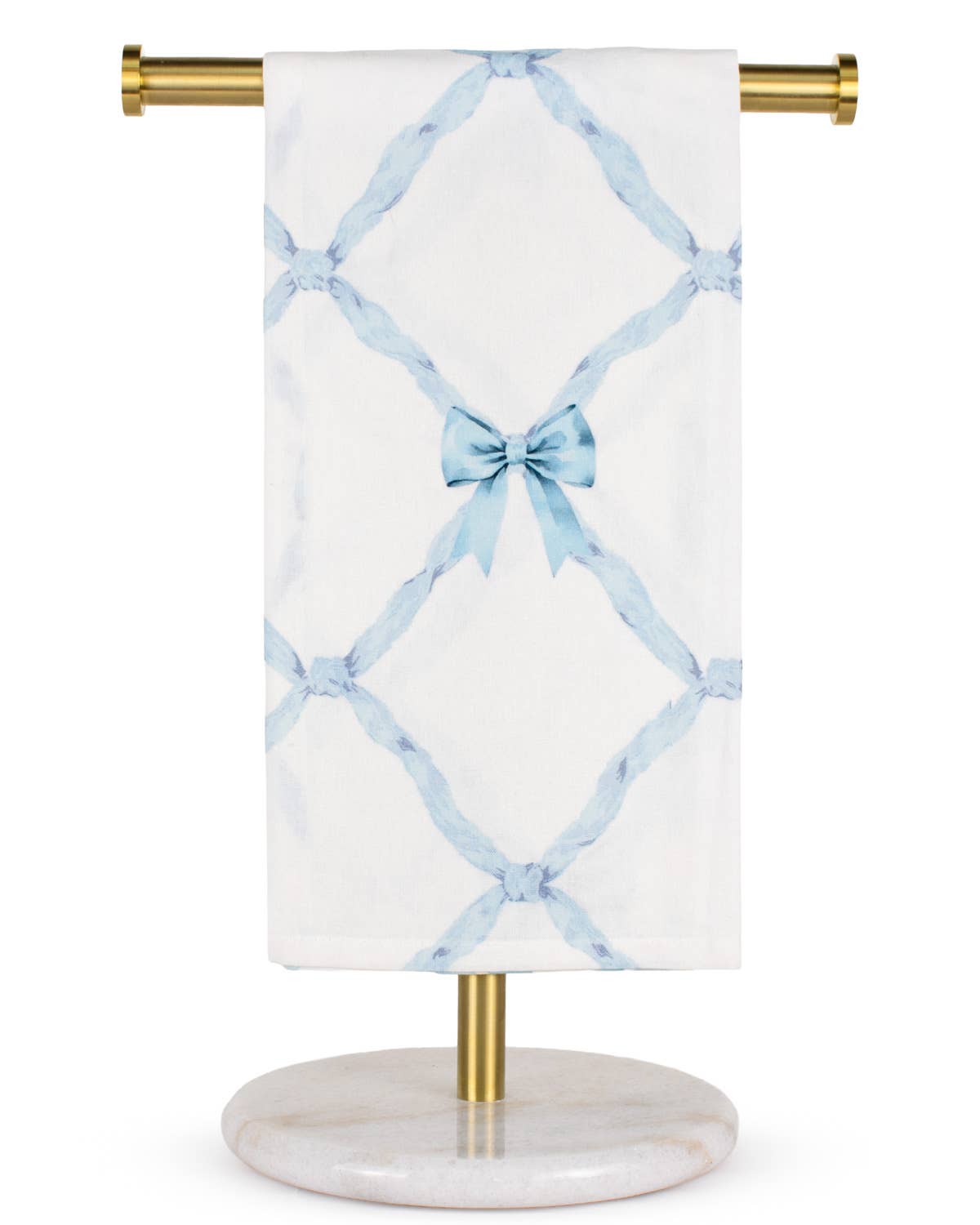 Lillian  Bow Hand Towel   White/Blue   20x28