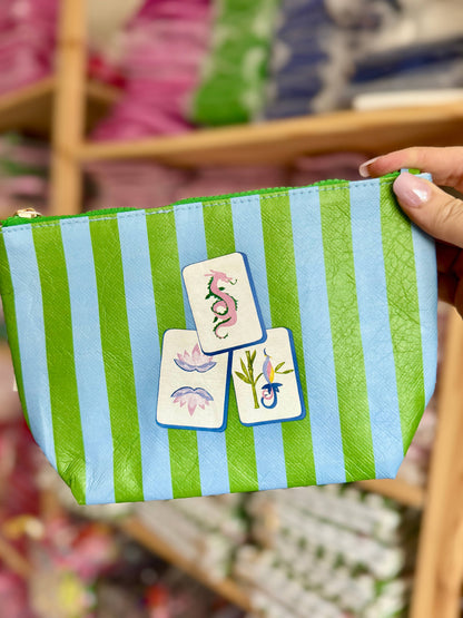 *NEW Mahjong Bag Preppy tile bag | green & blue stripe