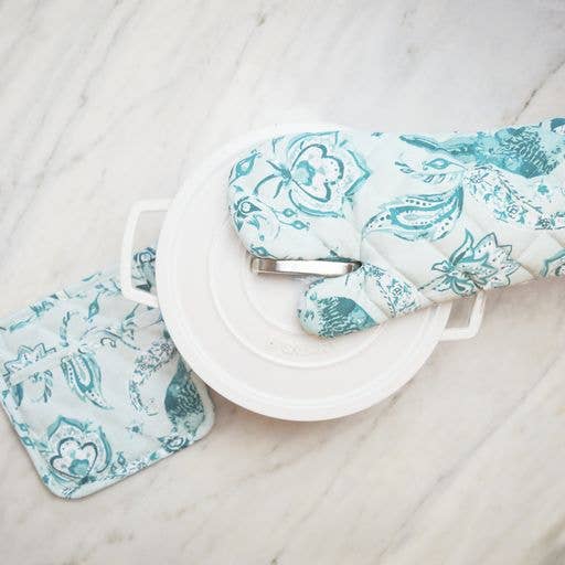 Coastal Seafoam Oven Mitt Set