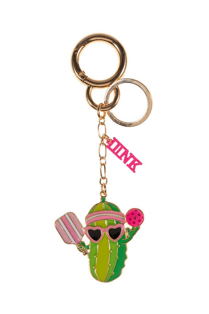 Cactus Pickleball Keychain Charm with Sunglasses – Cute Sport Bag & Key Accessory: HPK / ONE
