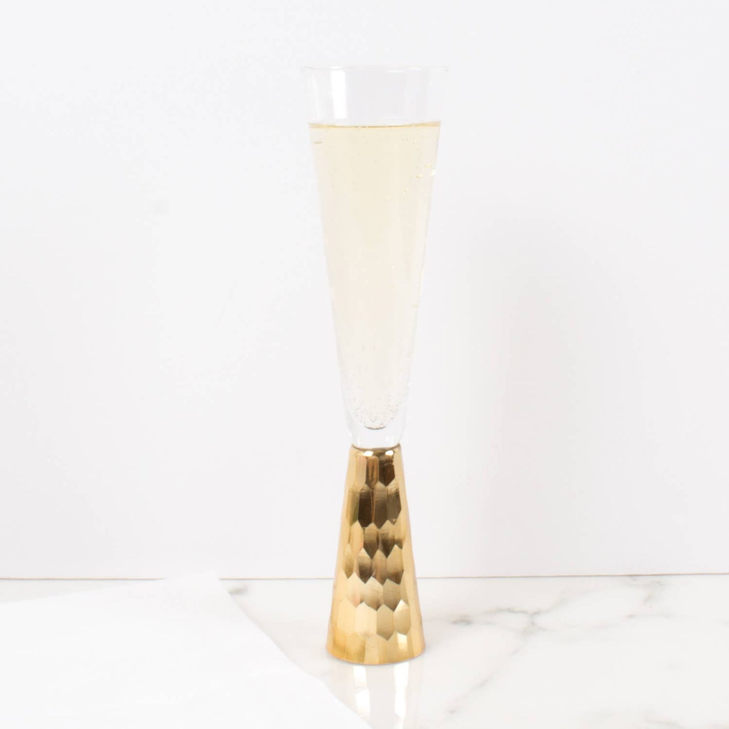 Gold Hammered Champagne Glass