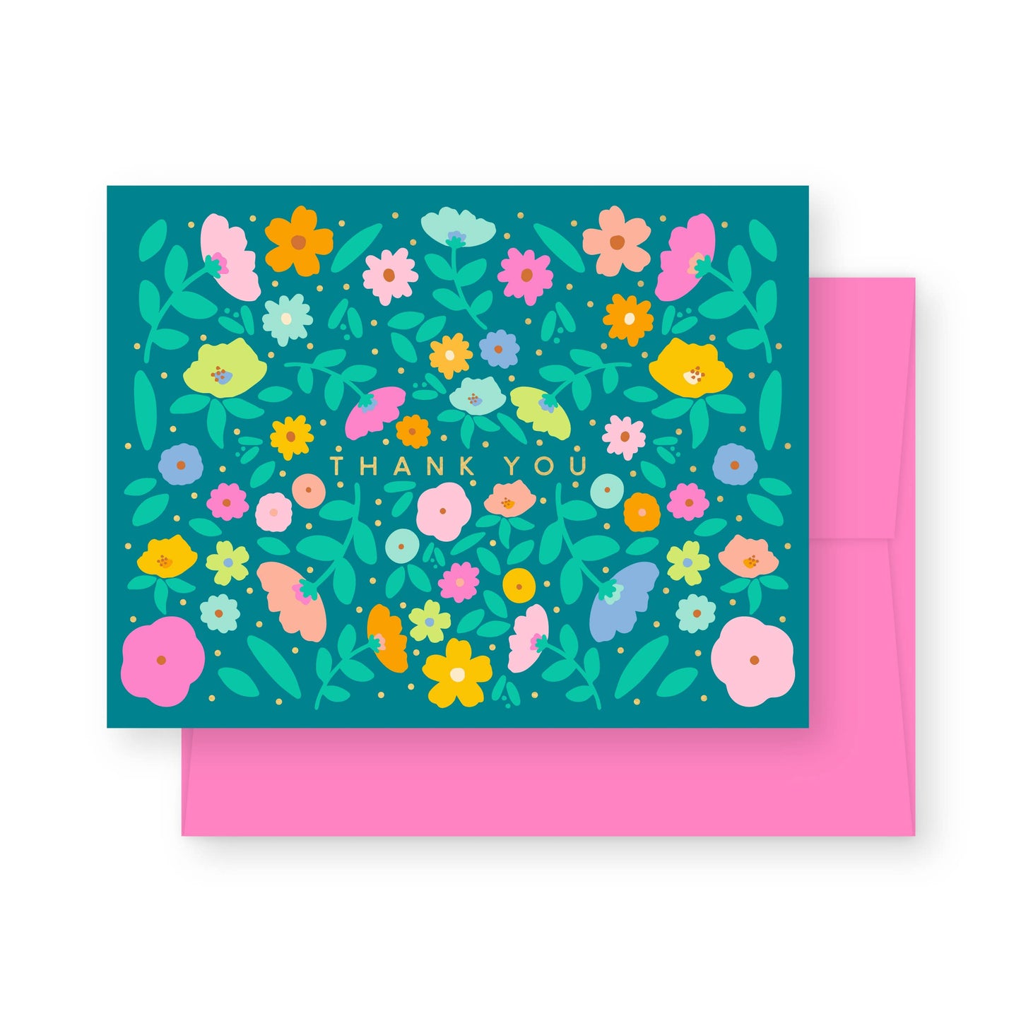 Emerald Rainbow Petals Thank You Greeting Card Box Set