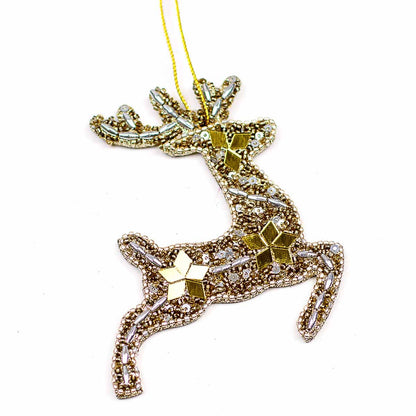 Leaping Sparkle Deer Ornament   Gold   3x4