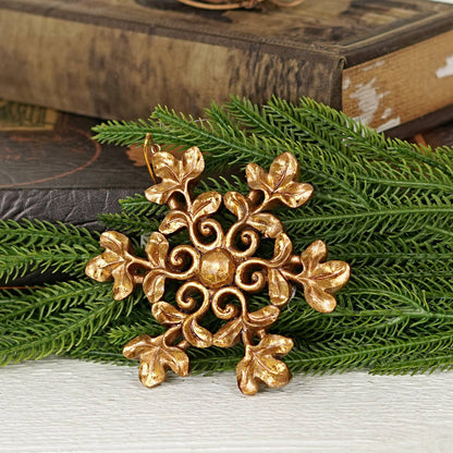 Polyresin Golden Snowflake Ornament 4.5"