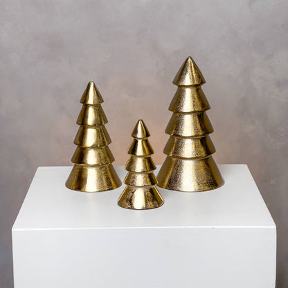 Gold Set of 3 Holiday Tree, metal