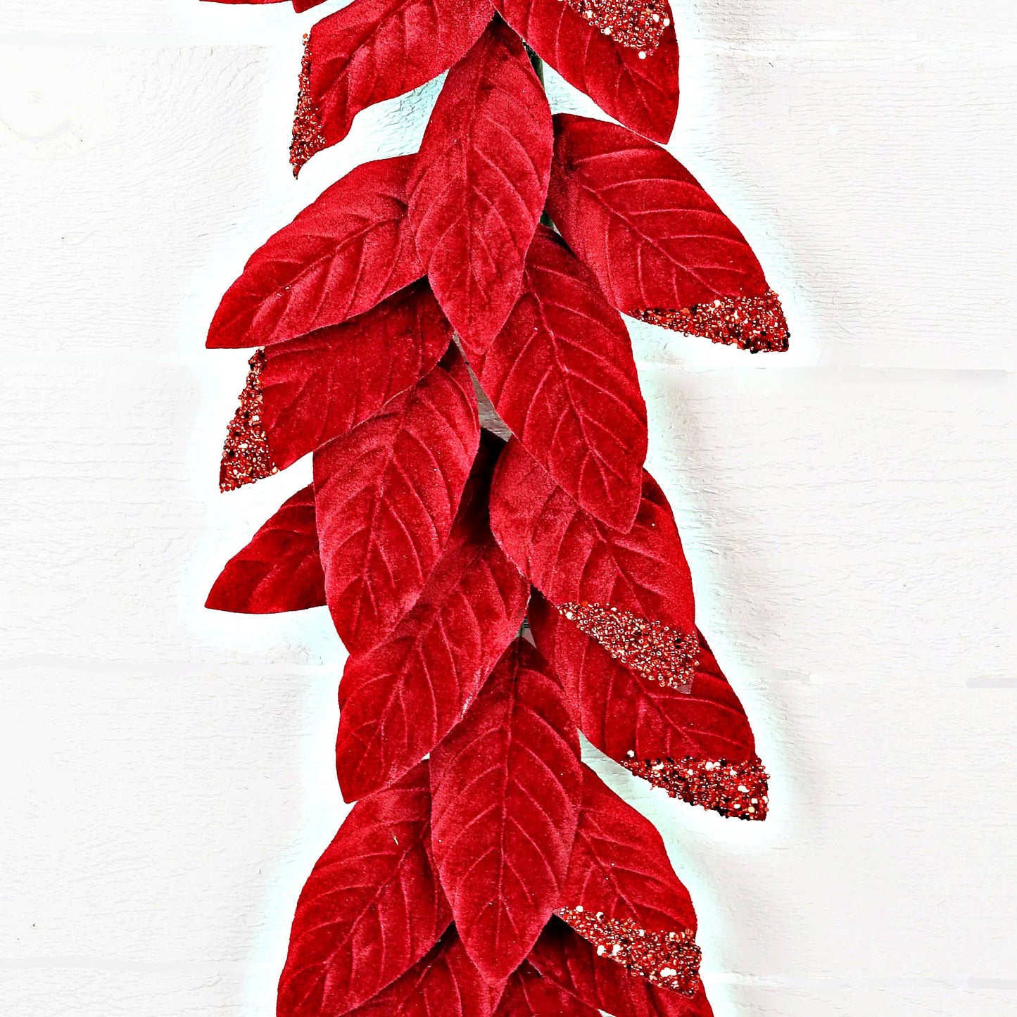 4ft Red Velvet Magnolia Leaves Garland