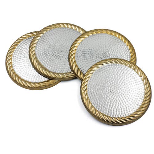 Golden Rope Border Coasters, Set of 4