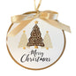Leopard Christmas Tree Ornament    White/Black/Gold   4"