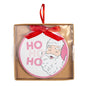HoHoHo Santa Ornament   White/Pink   4"