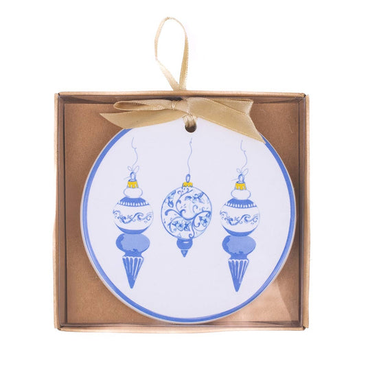 Whimsical Wonders Ornament   White/Blue   4"