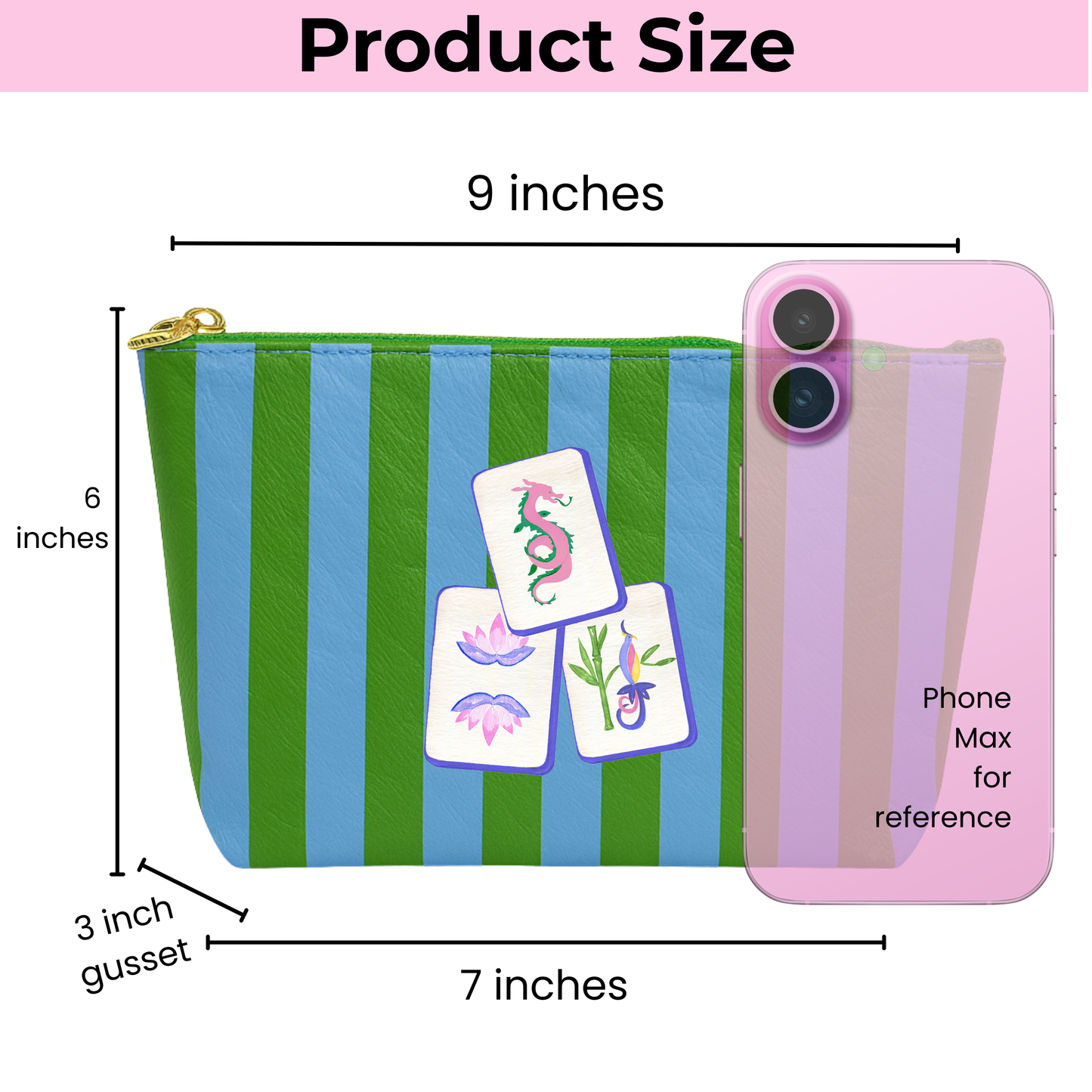 *NEW Mahjong Bag Preppy tile bag | green & blue stripe