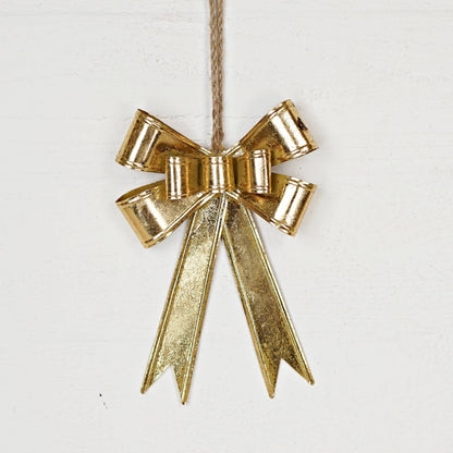 Dazzling Gold Metal Bow Ornament Large
