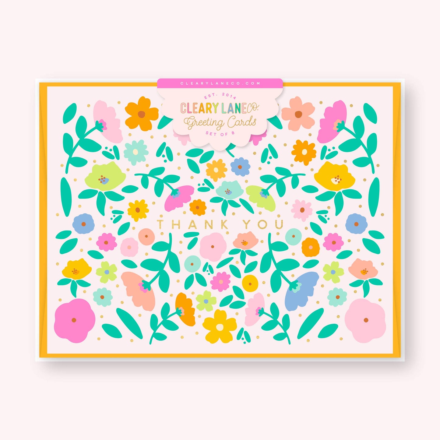 Blush Rainbow Petals Thank You Greeting Card Box Set