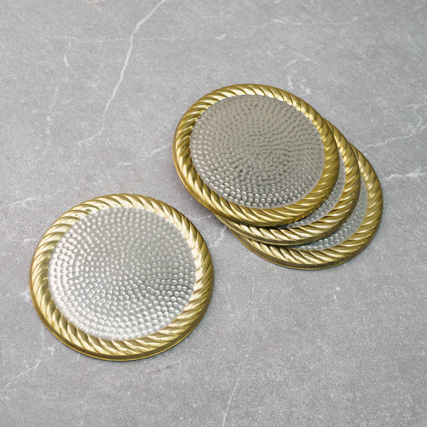 Golden Rope Border Coasters, Set of 4