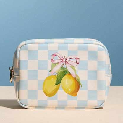 Lemon Gingham Cosmetic Pouch: YL / ONE