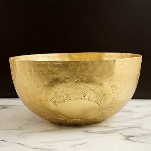 Crab Etch Bowl - Gold Hammered