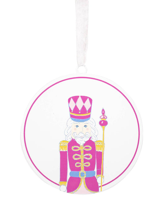 Candy Nutcracker Galvanized Ornament   Pink/Multi   4"