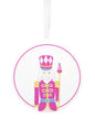 Candy Nutcracker Galvanized Ornament   Pink/Multi   4"