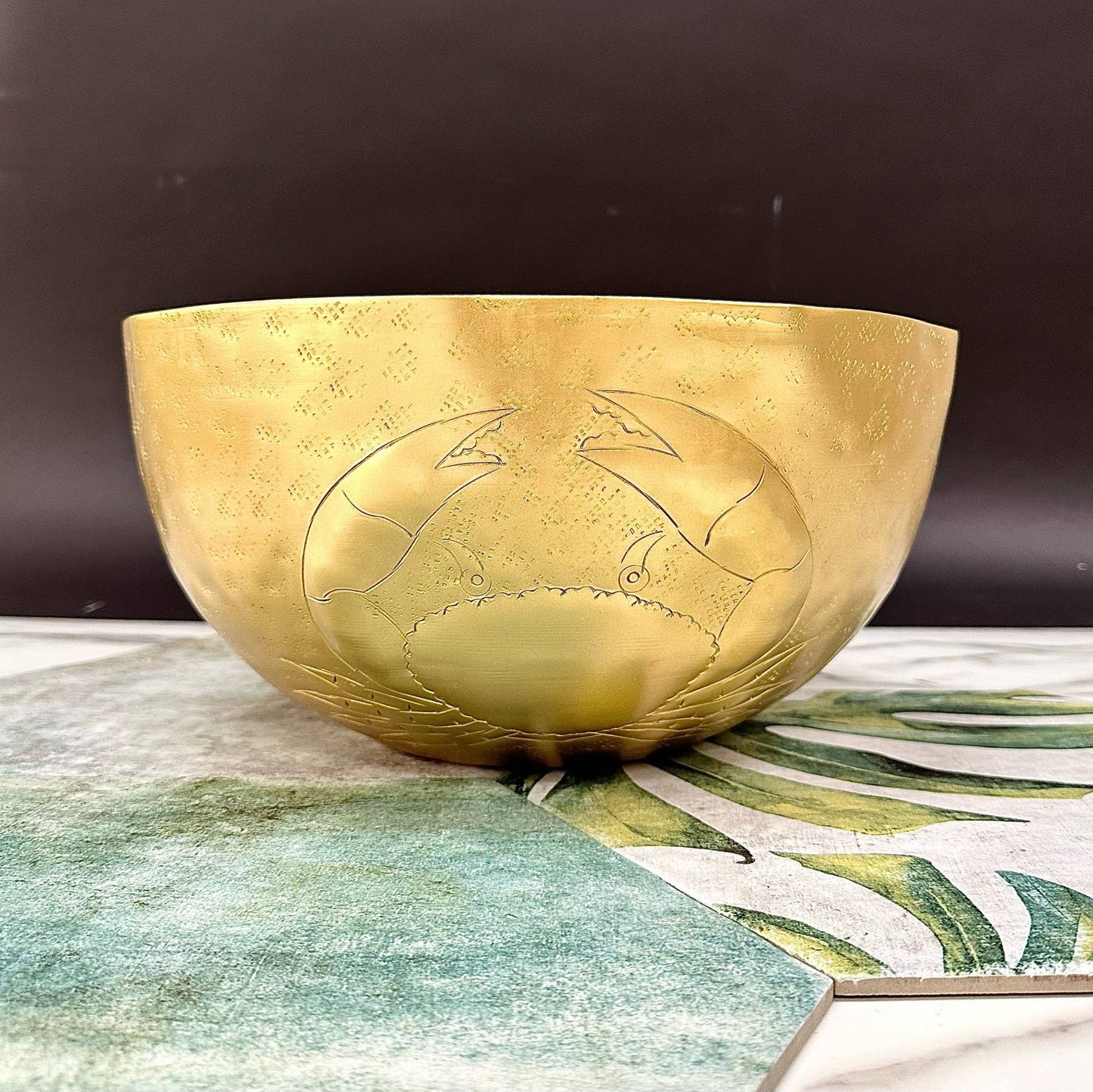 Crab Etch Bowl - Gold Hammered