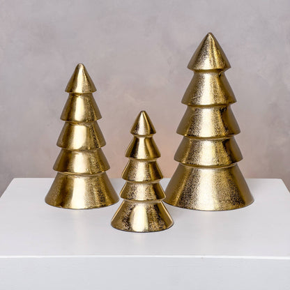 Gold Set of 3 Holiday Tree, metal